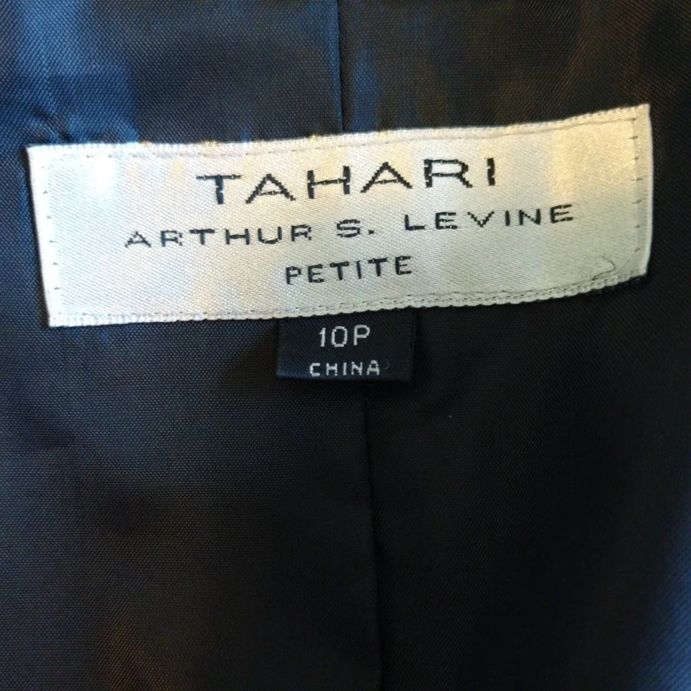 Tahari ASL Gray Mini Polka Dot Blazer Large Black Buttons Preppy Career PETITE